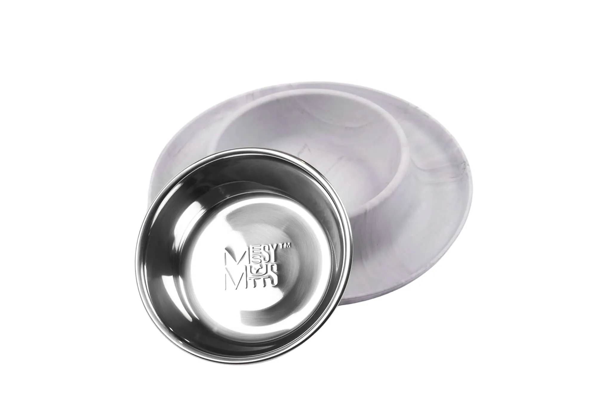 Single Silicone Dog Feeder with Stainless Bowl, Medium, 1.5 Cups, Marble