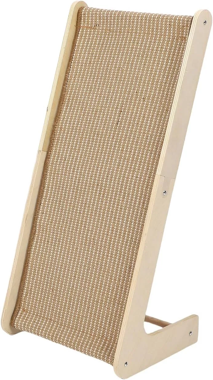 Sisal Cat Scratcher, Vertical L Shaped Cat Scratcher, 27in Climbing Cat Scratching Pad for Indoor, Solid Wooden Wearproof Cats Scratch Ramp, Sisal Rope Spine Friendly Furniture Protector