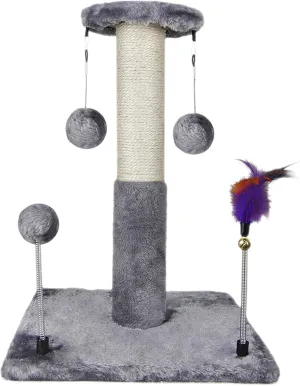 Sisal Scratching Post with Two Replacement Hanging Balls for Cat Play and Exercise