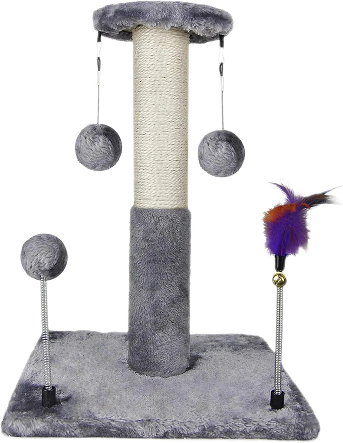 Sisal Scratching Post with Two Replacement Hanging Balls for Cat Play and Exercise