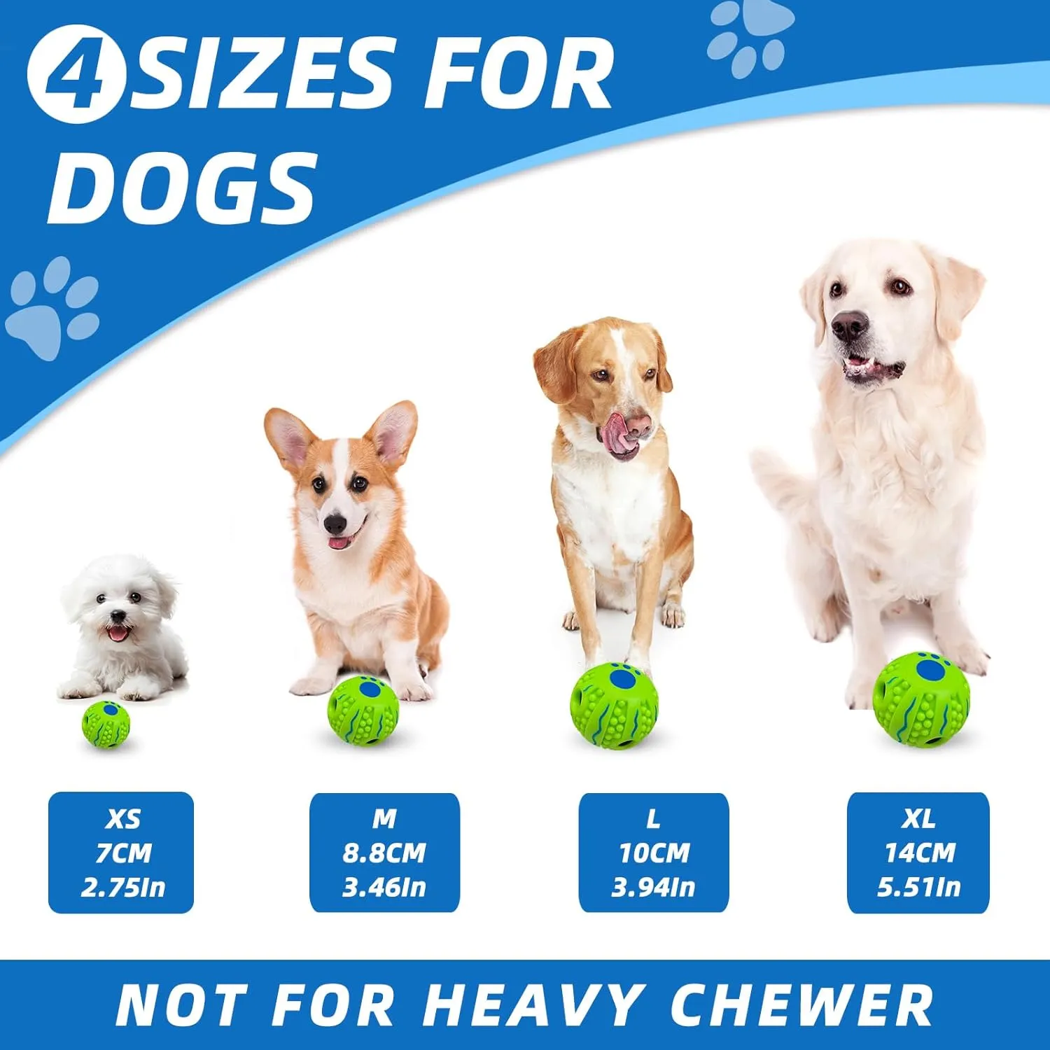 Spiky Interactive Dog Toys Ball, Shaking with Gibbering Sound, for Training, Teeth Cleaning & Herding, Wave, M, 3.46 in (8.8 cm)