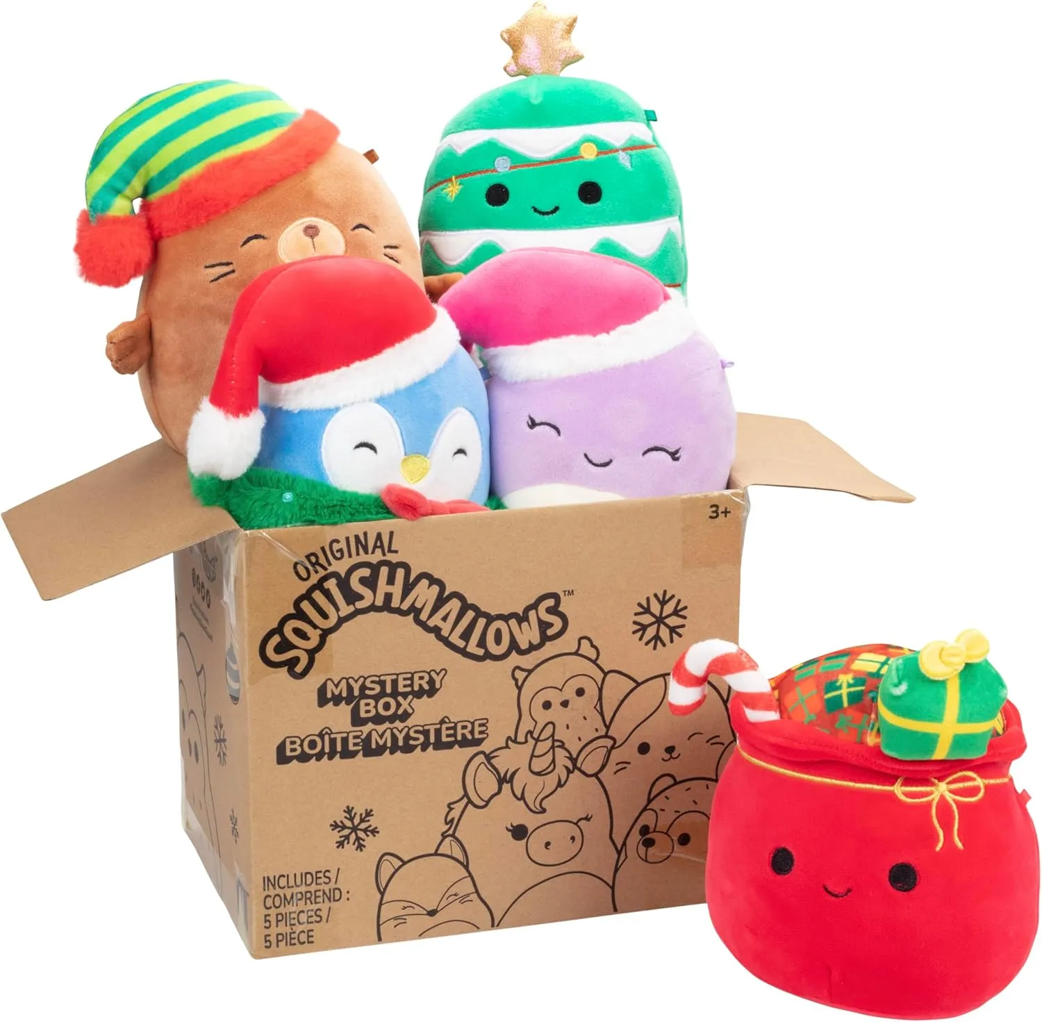 Squishmallows Original 5-Inch Mystery Box 5 Pack - Official Jazwares Plush - Collectible Soft & Squishy Mini Stuffed Animal Toy - Add to Your Squad - Gift for Kids, Girls & Boys