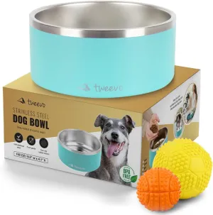 Stainless Steel Large Dog Bowl with 2 Rubber Balls - 64oz/100oz Size & 7 Color Options Durable, Non-Slip, Insulated Dog Bowl, Insulated Dog Food Bowls for Medium, Large, and Extra Large Dogs