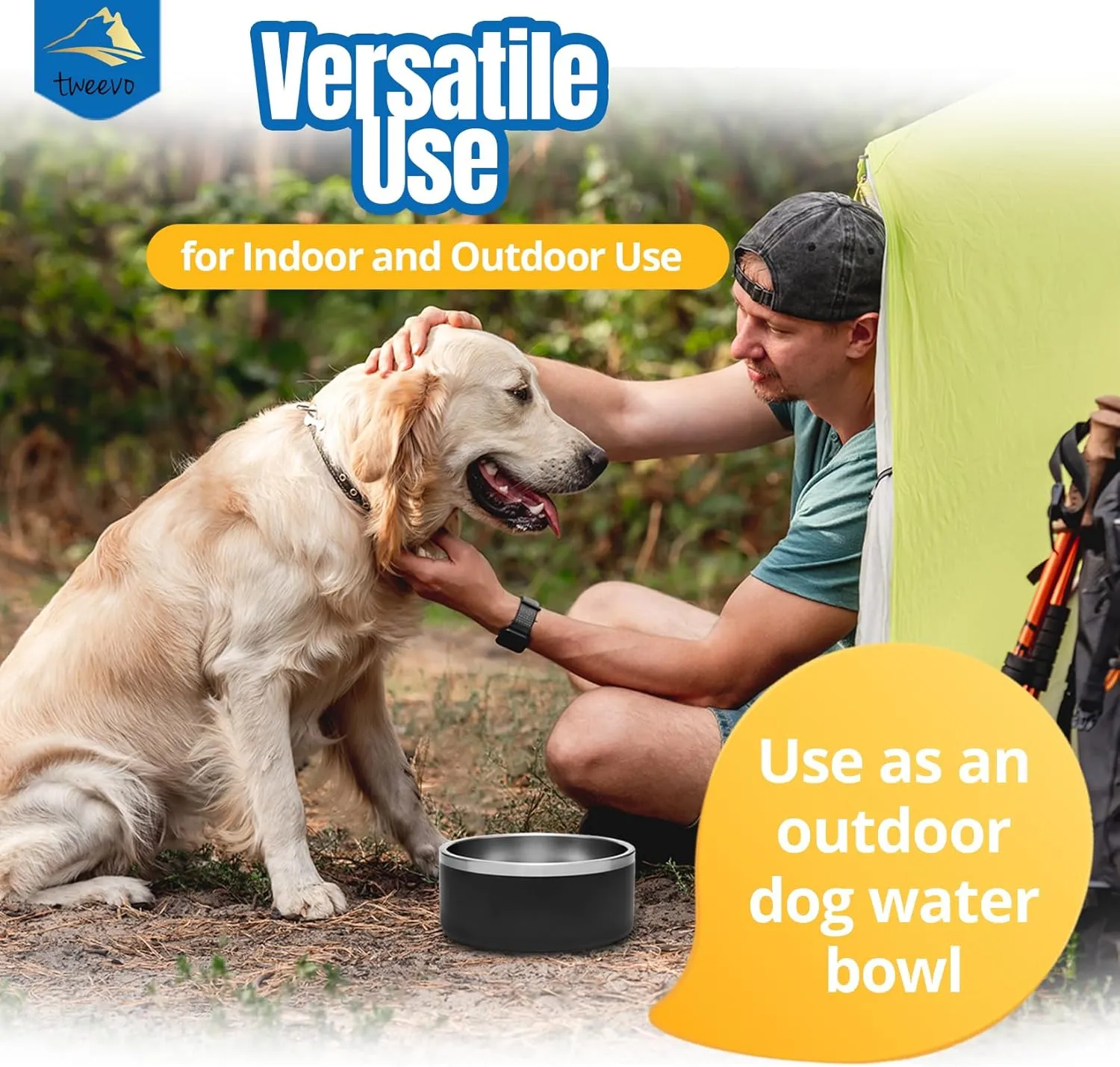 Stainless Steel Large Dog Bowl with 2 Rubber Balls - 64oz/100oz Size & 7 Color Options Durable, Non-Slip, Insulated Dog Bowl, Insulated Dog Food Bowls for Medium, Large, and Extra Large Dogs