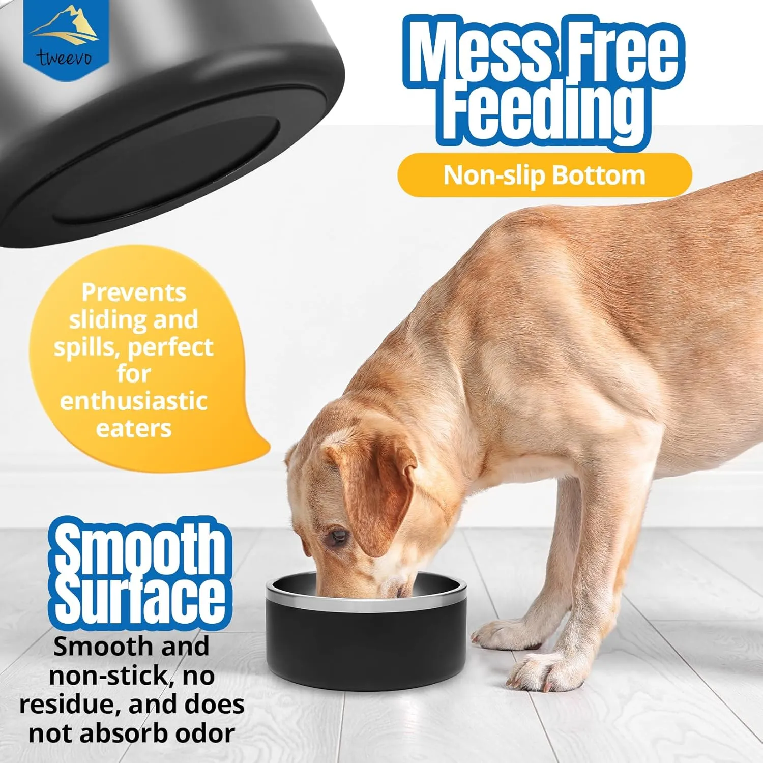 Stainless Steel Large Dog Bowl with 2 Rubber Balls - 64oz/100oz Size & 7 Color Options Durable, Non-Slip, Insulated Dog Bowl, Insulated Dog Food Bowls for Medium, Large, and Extra Large Dogs