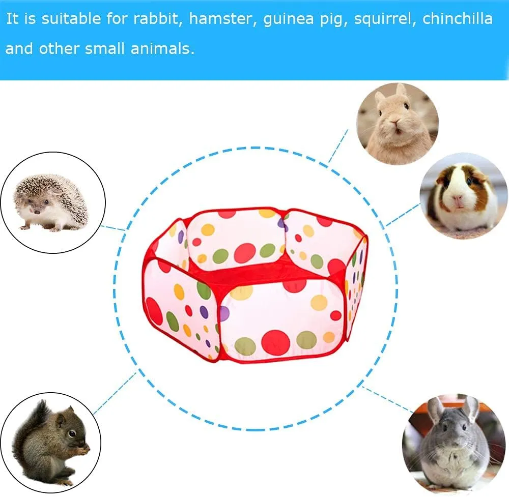 Tfwadmx Small Animals Cage Tent Hamster Foldable Exercise Playpen, Indoor/Outdoor Open Portable Fence with Seesaw for Rat Guinea Pig Rabbits Hamsters Chinchillas Gerbil Hedgehog