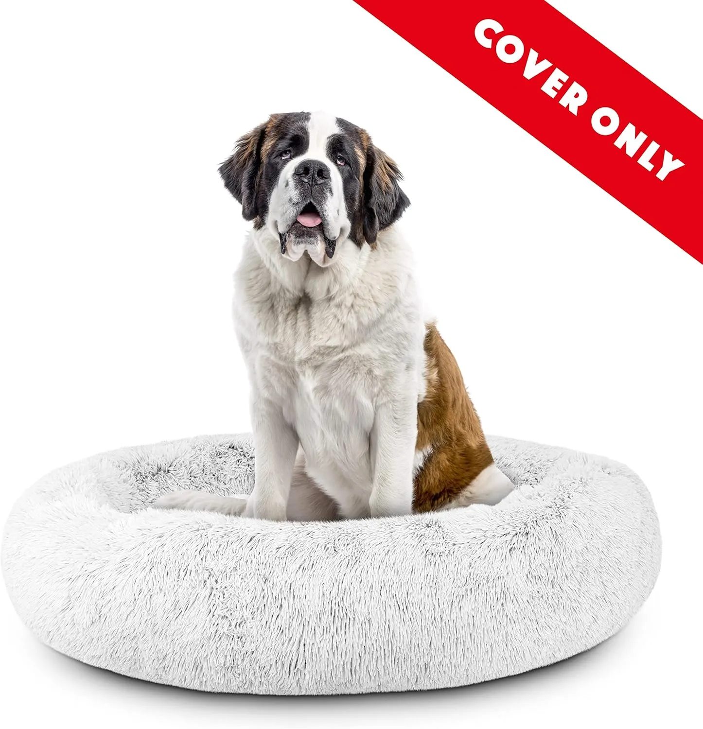 The Dog's Bed Replacement Cover Only for The Dogs Bed Sound Sleep Donut Dog Bed Spare Cover, XXL Ice White Plush, Veterinary Approved