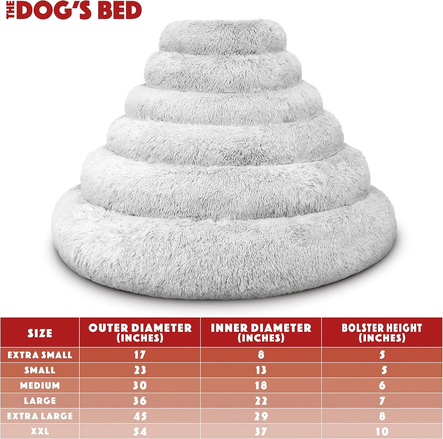 The Dog's Bed Replacement Cover Only for The Dogs Bed Sound Sleep Donut Dog Bed Spare Cover, XXL Ice White Plush, Veterinary Approved