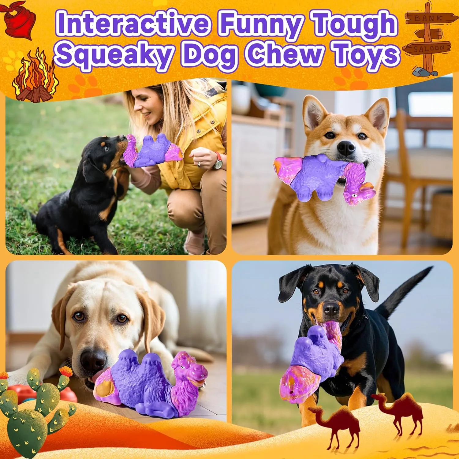 Tough Chew Toys for Dogs, Indestructible Dog Toy for Aggressive Chewers, Rubber&Nylon Squeaky Teething Large Dogs Toy Durable for Puppy Agressive Chewer Small Medium Breeds, Keep Them Busy Wood Scent