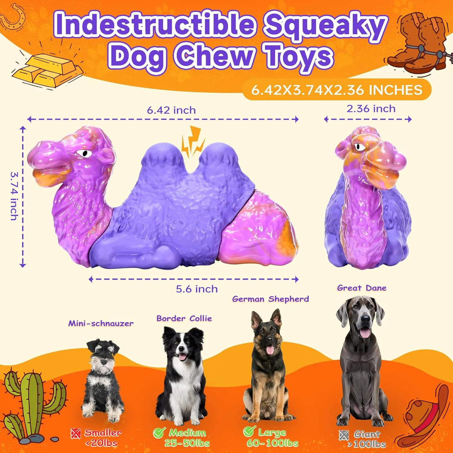 Tough Chew Toys for Dogs, Indestructible Dog Toy for Aggressive Chewers, Rubber&Nylon Squeaky Teething Large Dogs Toy Durable for Puppy Agressive Chewer Small Medium Breeds, Keep Them Busy Wood Scent