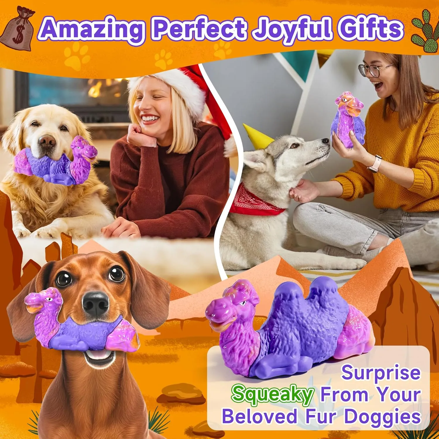 Tough Chew Toys for Dogs, Indestructible Dog Toy for Aggressive Chewers, Rubber&Nylon Squeaky Teething Large Dogs Toy Durable for Puppy Agressive Chewer Small Medium Breeds, Keep Them Busy Wood Scent