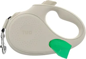 TUG Oval 360 Tangle-Free Retractable Dog Leash with Integrated Waste Bag Dispenser (Medium, Cream)