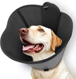 Upgraded Soft Dog Cone for Dogs After Surgery, Breathable Pet Recovery Collar with Double-Layer Design, Adjustable Dog Cone Collar for Large Medium Small Dogs, Elizabethan Collar (L, Black)