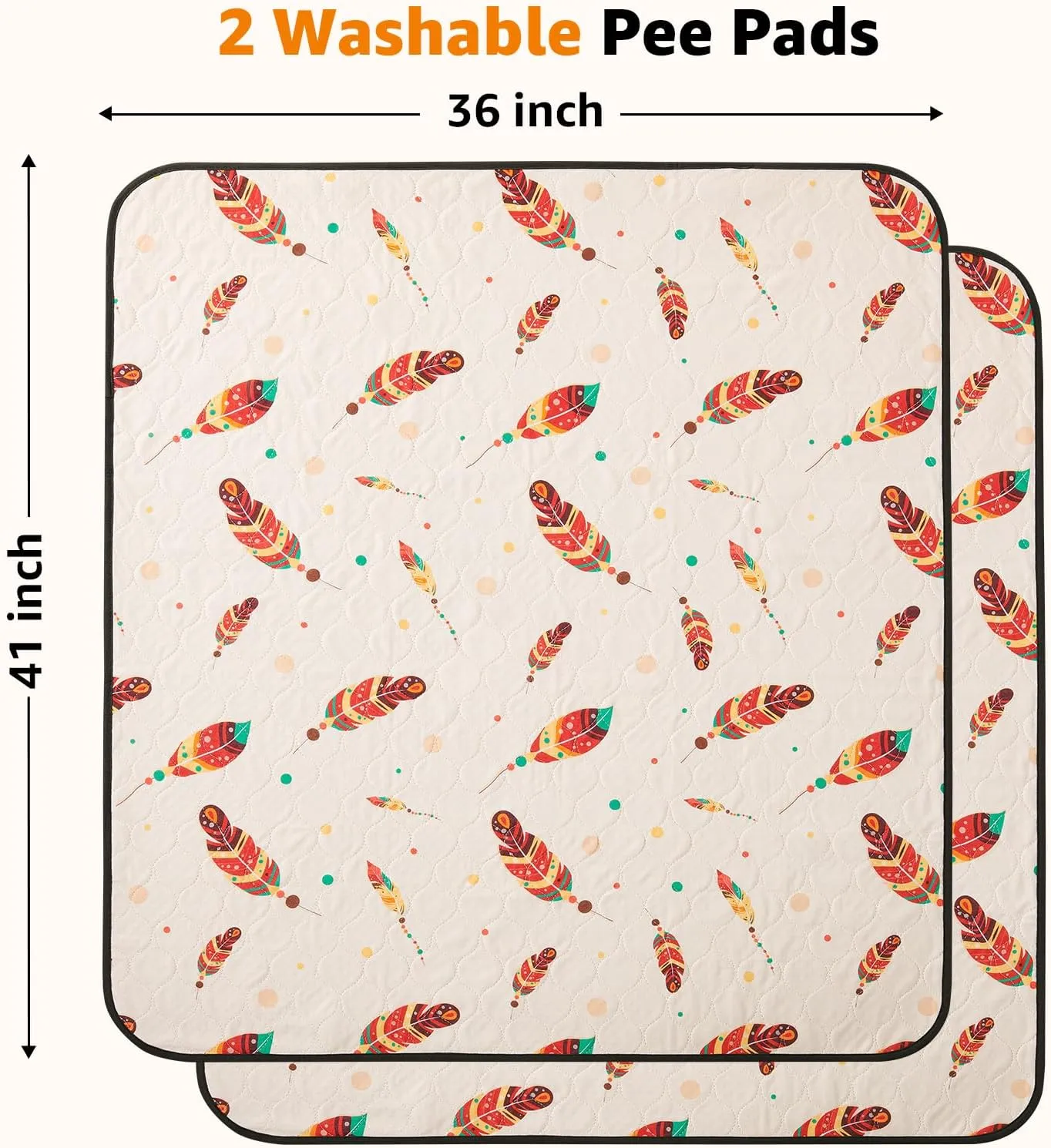Washable Dog Pee Pads: 2 Pack Reusable, Waterproof & Leakproof, Non-Slip Whelping Pads for Floor, Playpen, Crate, Couch, 36x41 Inch